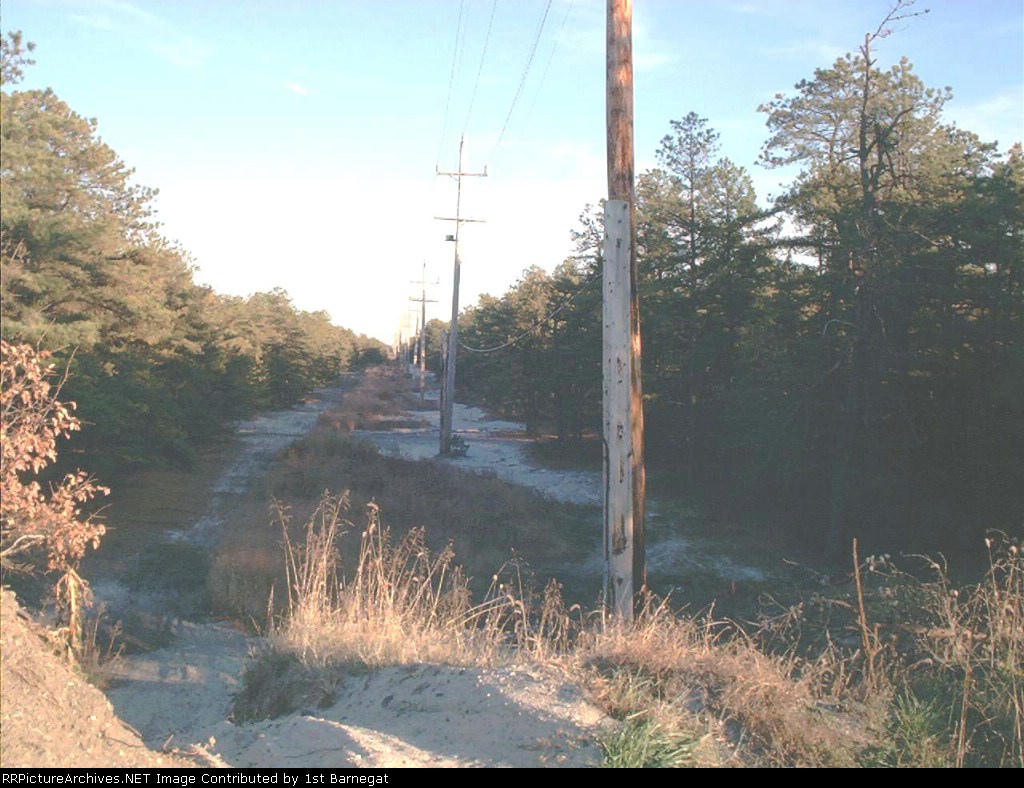Remnants of roadbed seen from Rte. 70, looking east